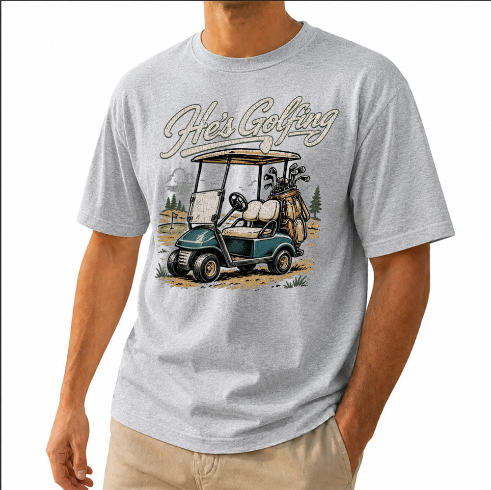 Distressed golf cart t-shirt for golf lovers in gray