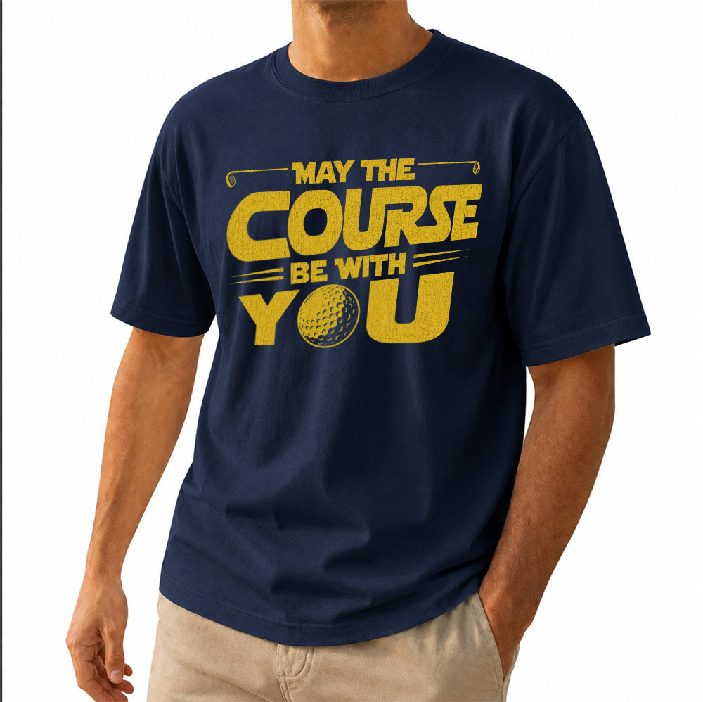 May The Course Be With You golf t-shirt in navy