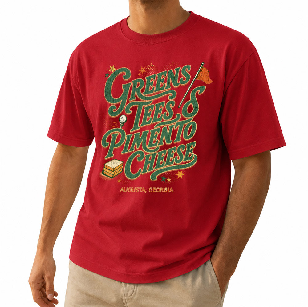 Greens Tees Pimento Cheese golf t-shirt in red