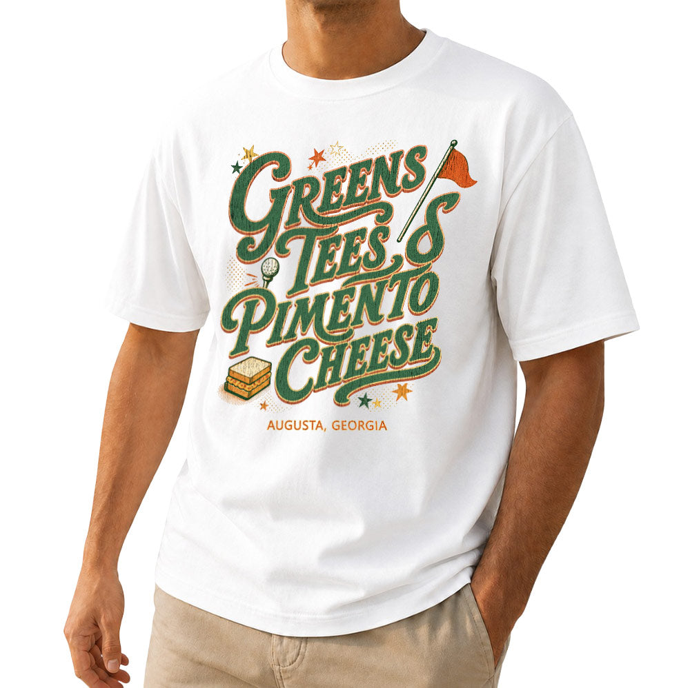 Greens Tees Pimento Cheese golf t-shirt in white