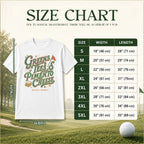 Greens Tees Pimento Cheese golf t-shirt size chart