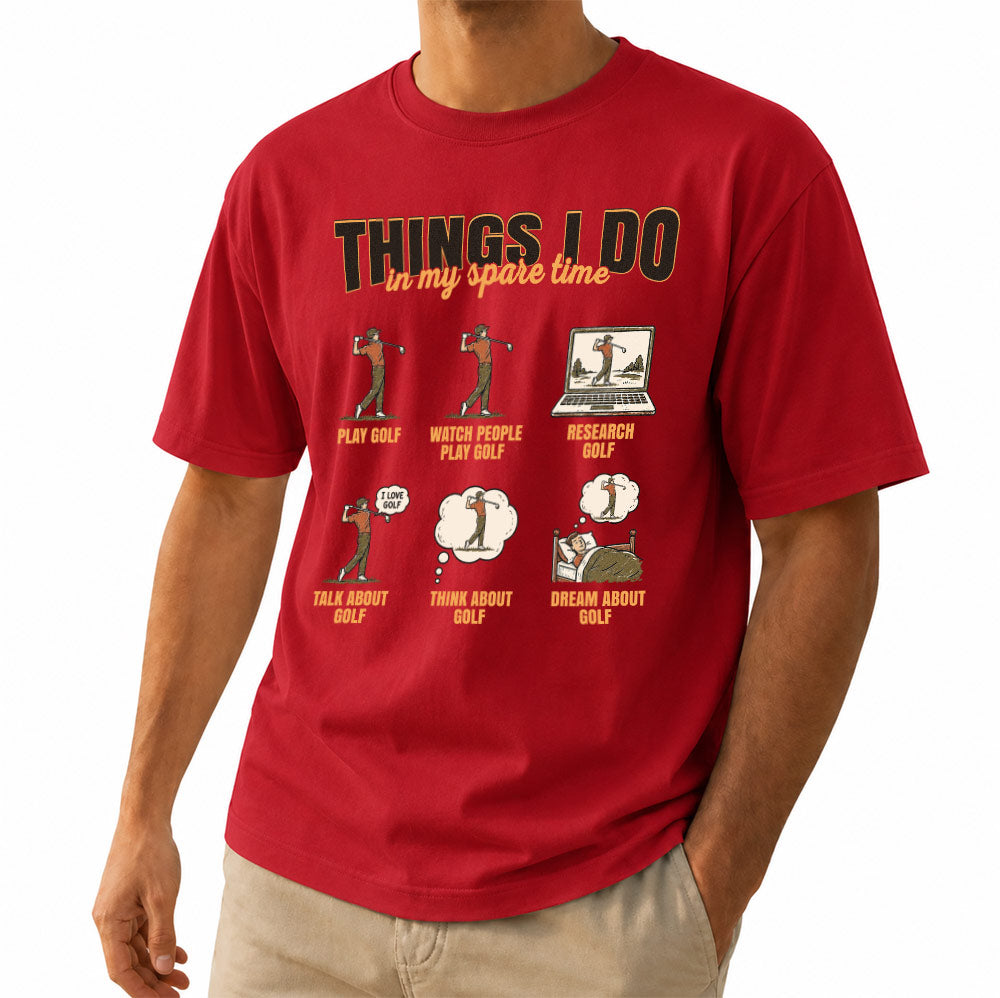 Things I Do In My Spare Time golf t-shirt in red