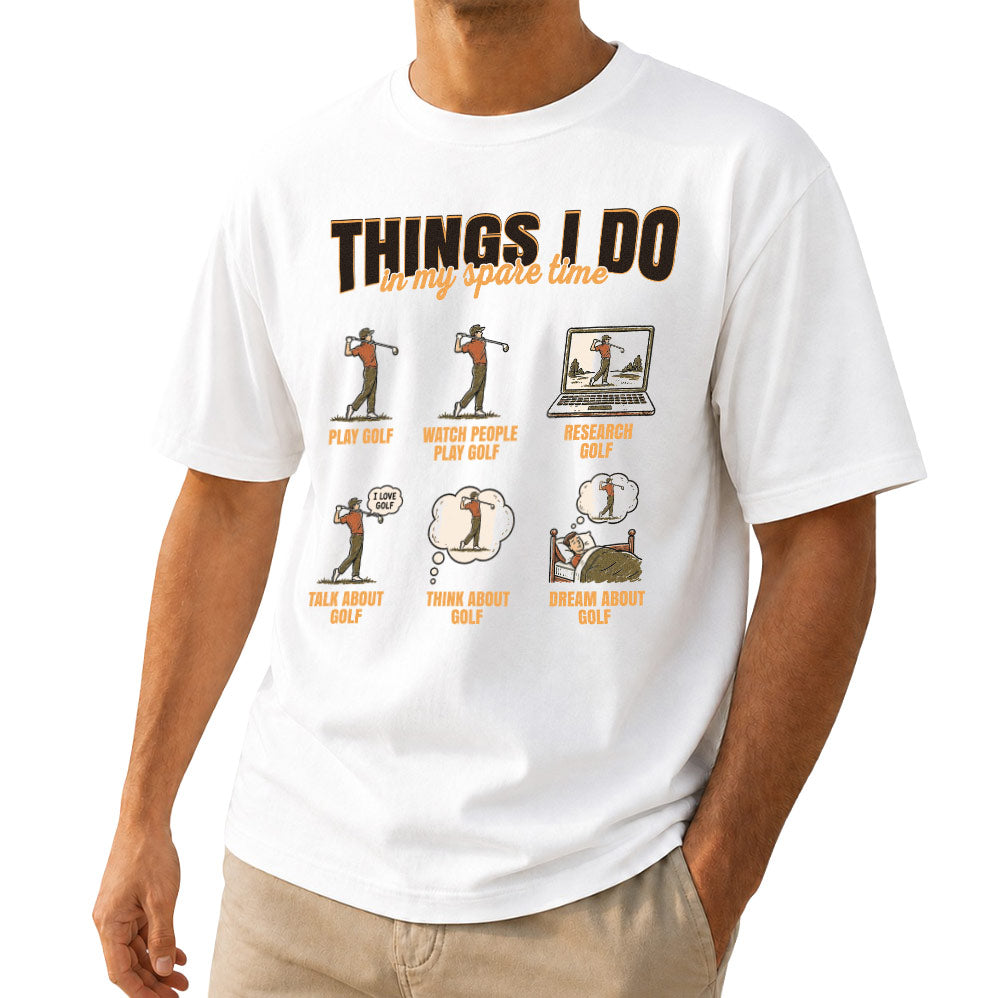 Things I Do In My Spare Time golf t-shirt in white