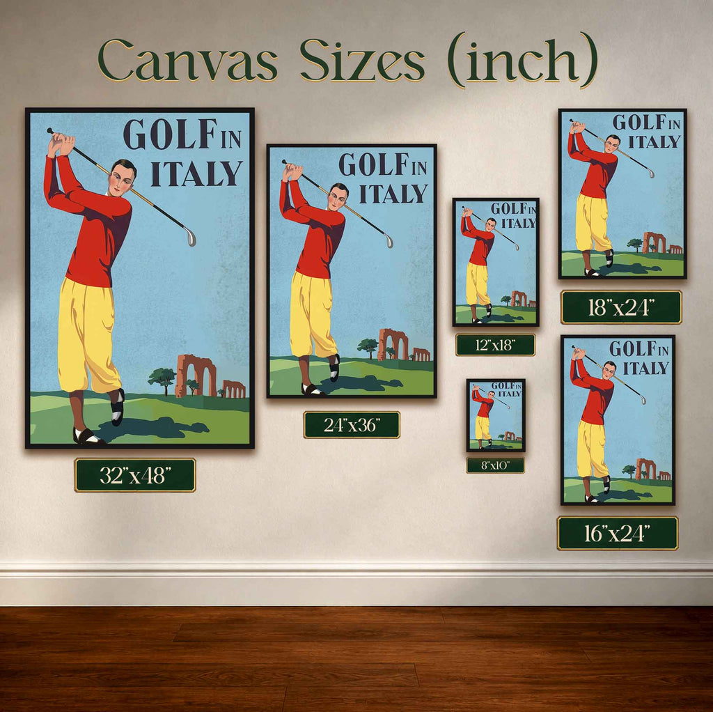 Vintage Golf In Italy Vintage Golf Poster | Retro Golf Wall Art Decor