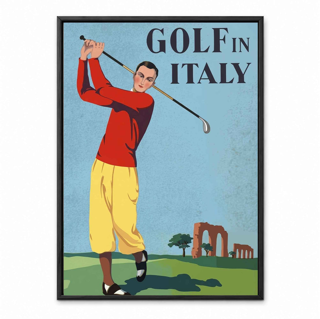 Vintage Golf In Italy retro golf art print