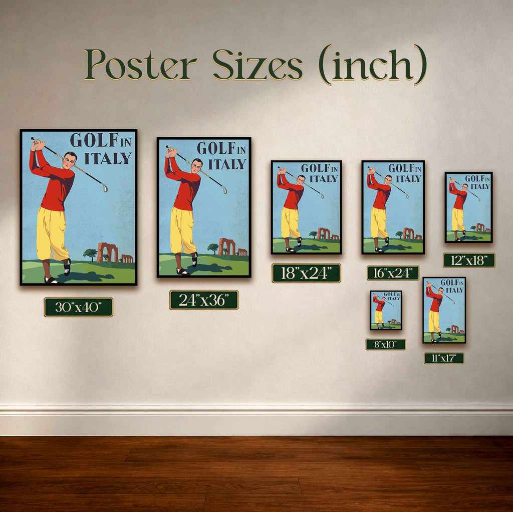 Vintage Golf In Italy Vintage Golf Poster | Retro Golf Wall Art Decor