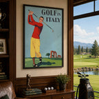 Vintage Golf In Italy Vintage Golf Poster | Retro Golf Wall Art Decor