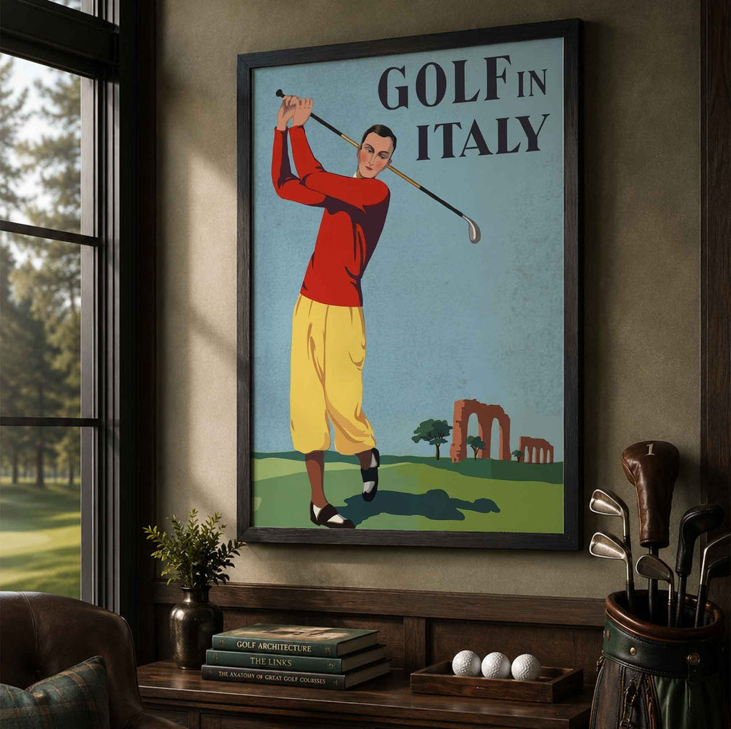 Vintage Golf In Italy Vintage Golf Poster | Retro Golf Wall Art Decor