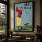Vintage Golf In Italy Vintage Golf Poster | Retro Golf Wall Art Decor