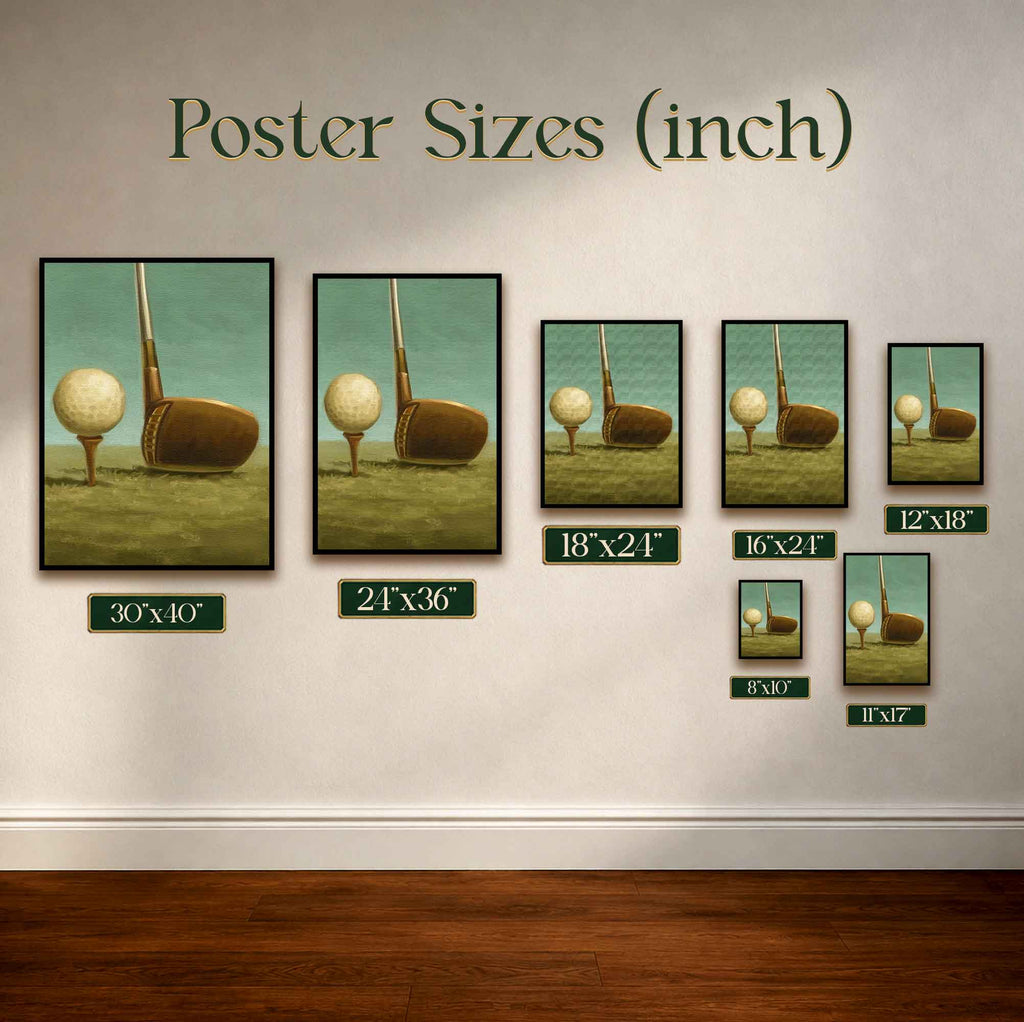 Golf, Tee & Club copy Vintage Golf Poster | Retro Golf Wall Art Decor