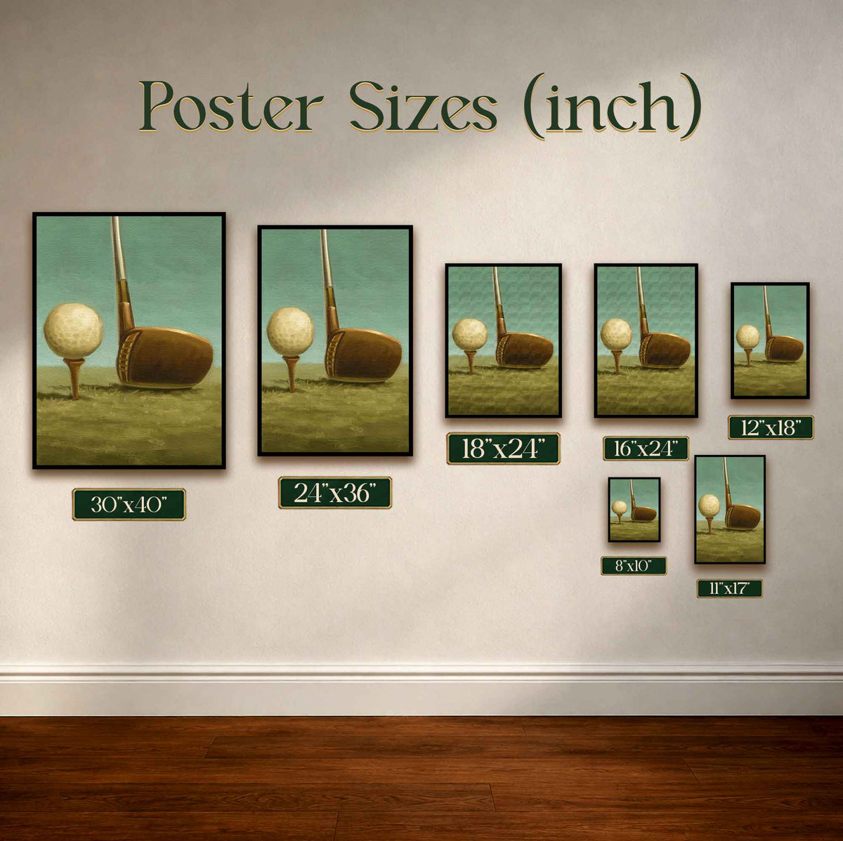 Golf, Tee & Club copy Vintage Golf Poster | Retro Golf Wall Art Decor