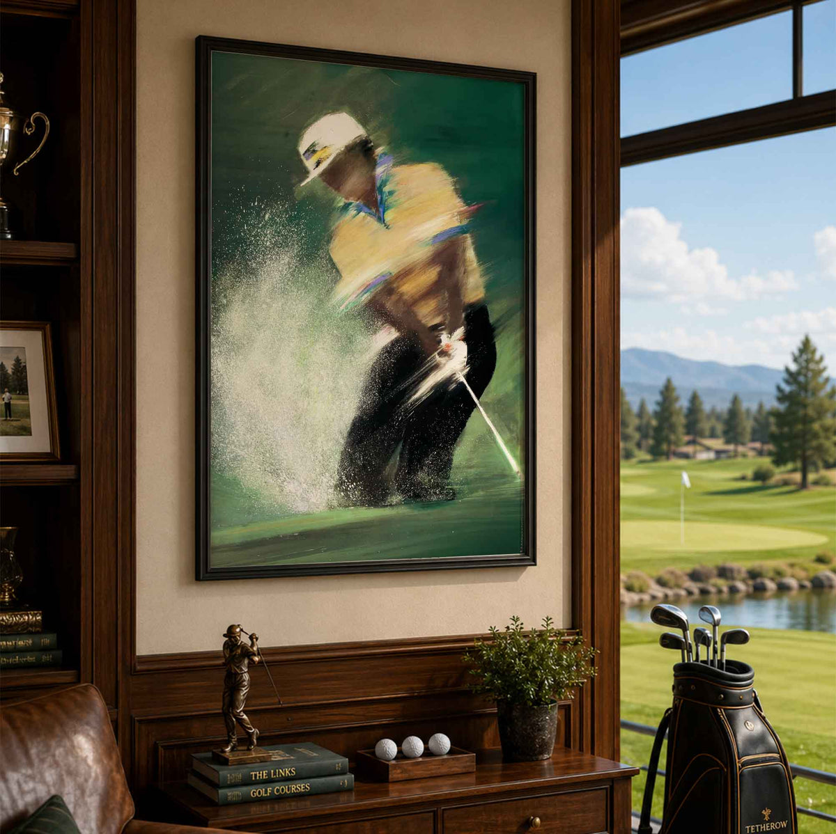 Golfer by French artist Victor Spahn copy Vintage Golf Poster | Retro Golf Wall Art Decor