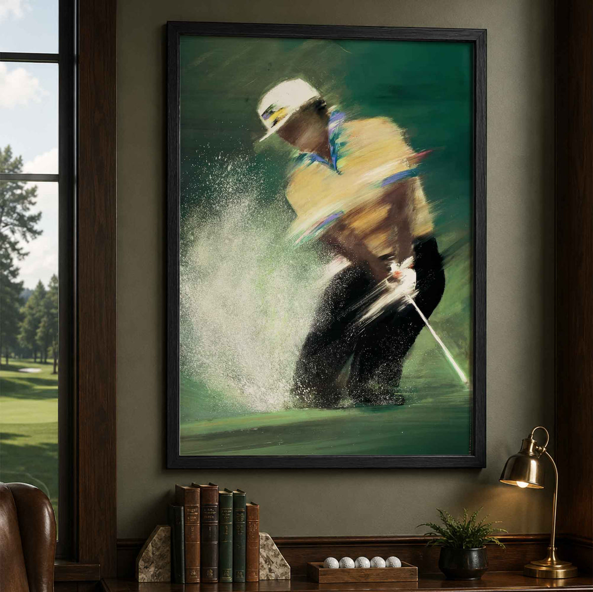 Golfer by French artist Victor Spahn copy Vintage Golf Poster | Retro Golf Wall Art Decor