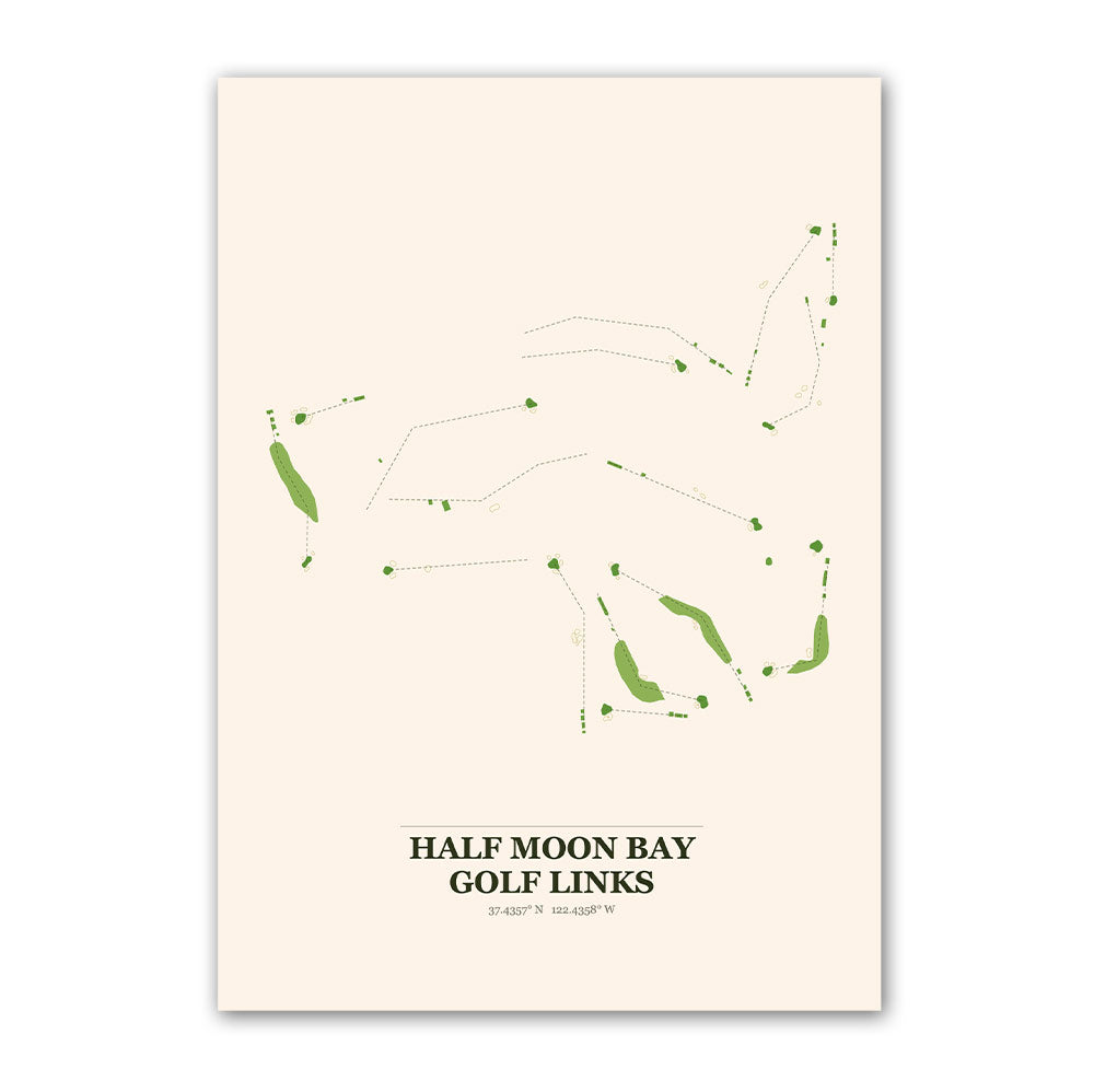 Half Moon Bay golf course map print poster, California USA golf wall art