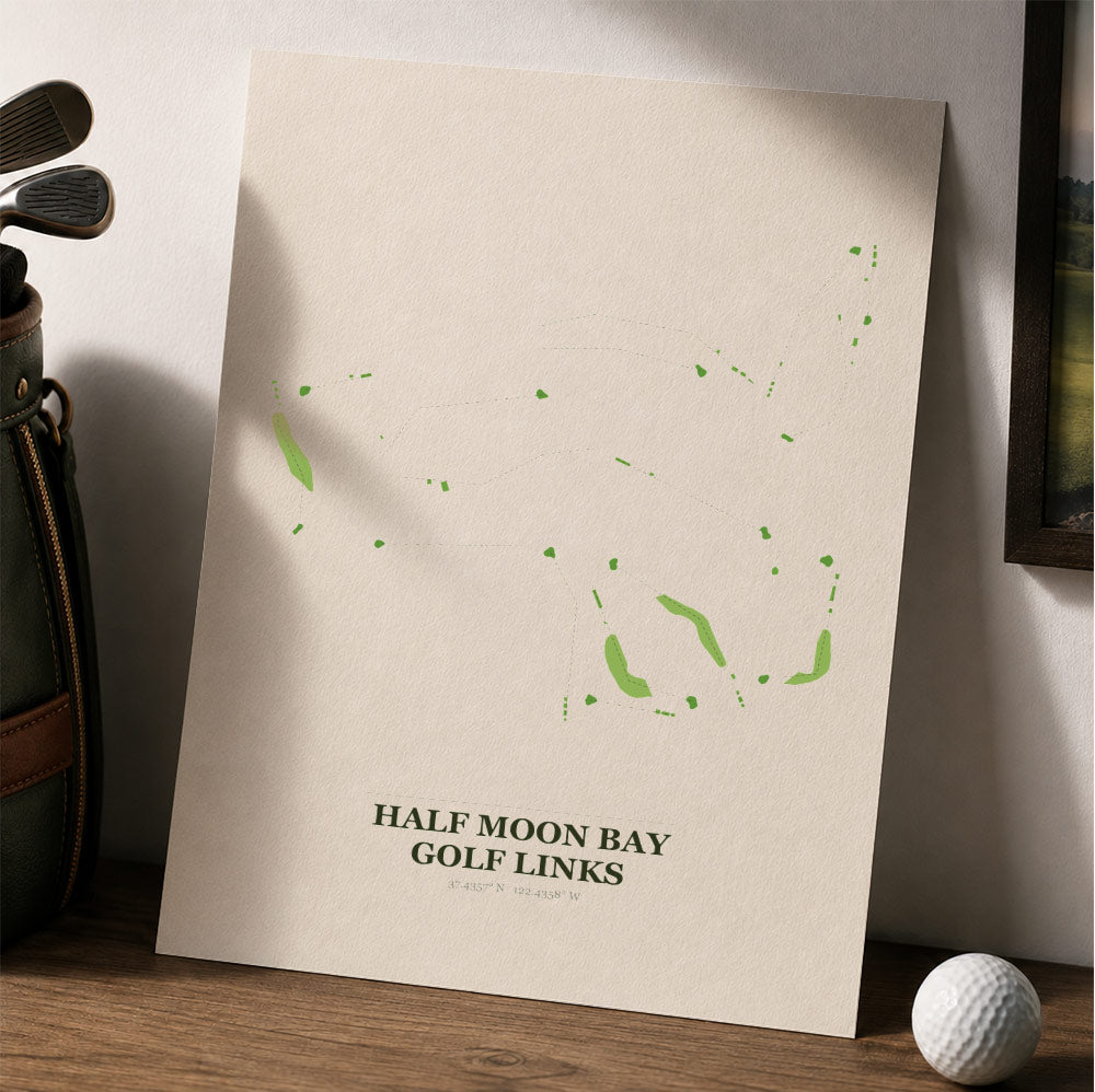 Half Moon Bay Golf Course Map Print Poster | California USA Golf Wall Art