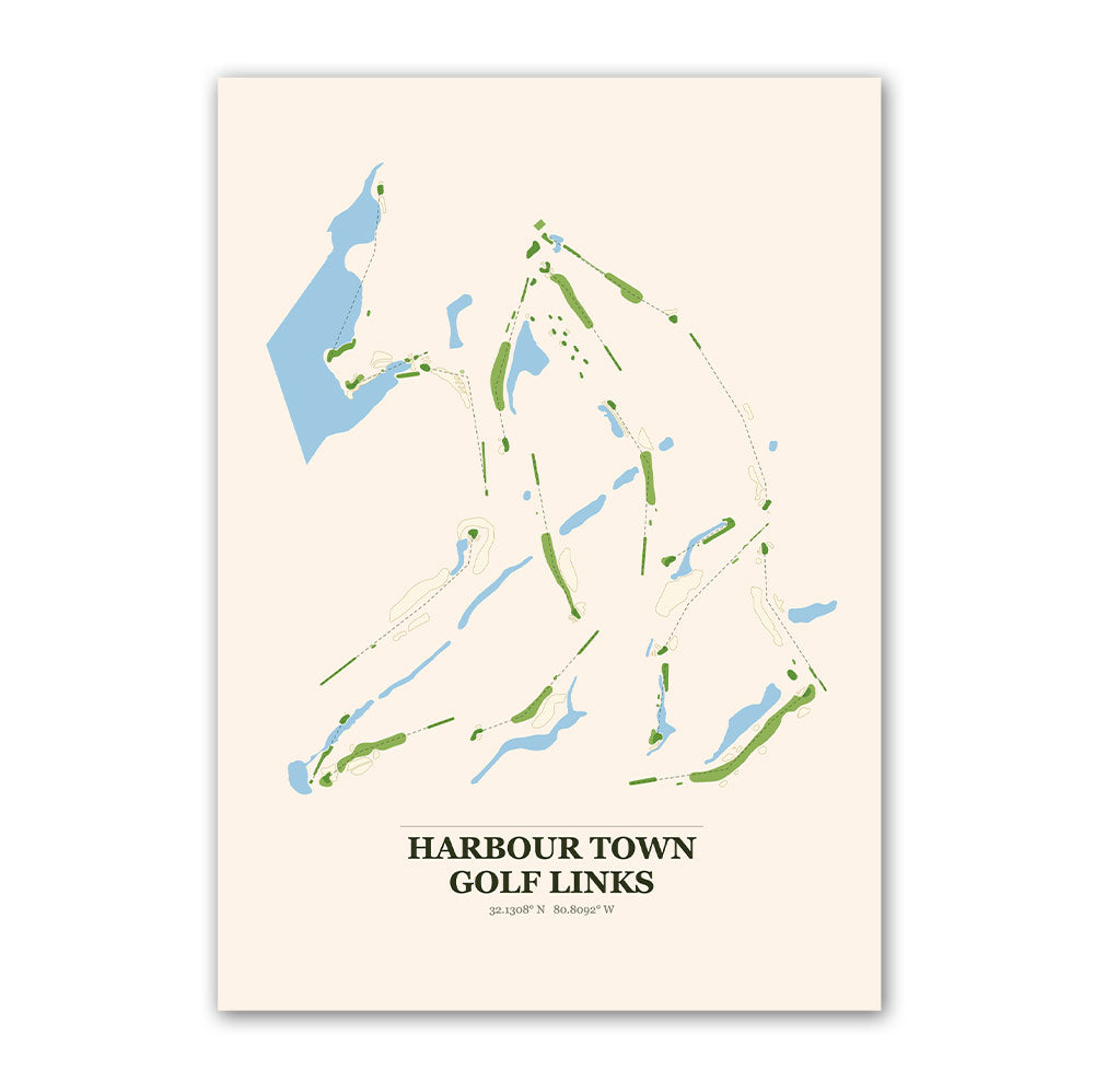 Harbour Town golf course map print poster, South Carolina USA golf wall art