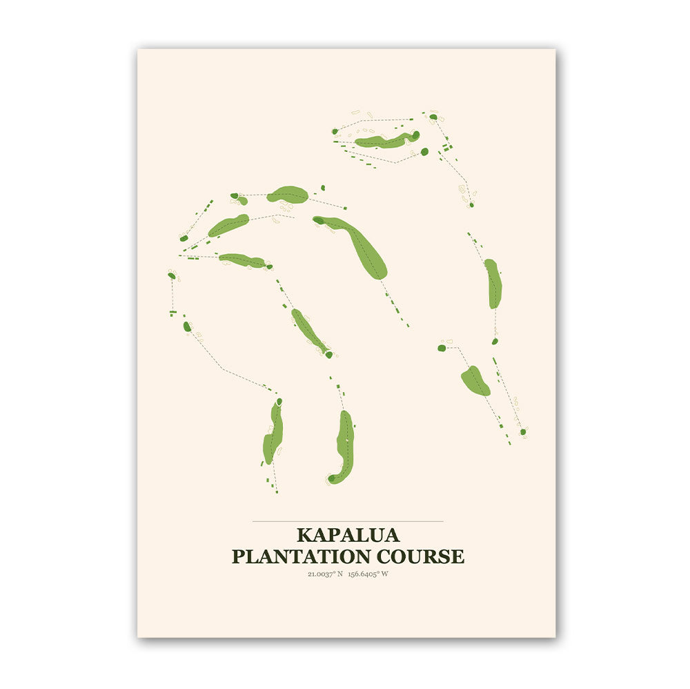 Kapalua Plantation golf course map print poster, Hawaii USA golf wall art