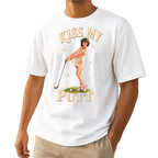 Kiss My Putt Golf Unisex T-Shirt - Vintage Pin-Up Girl Funny Golf Graphic Tee