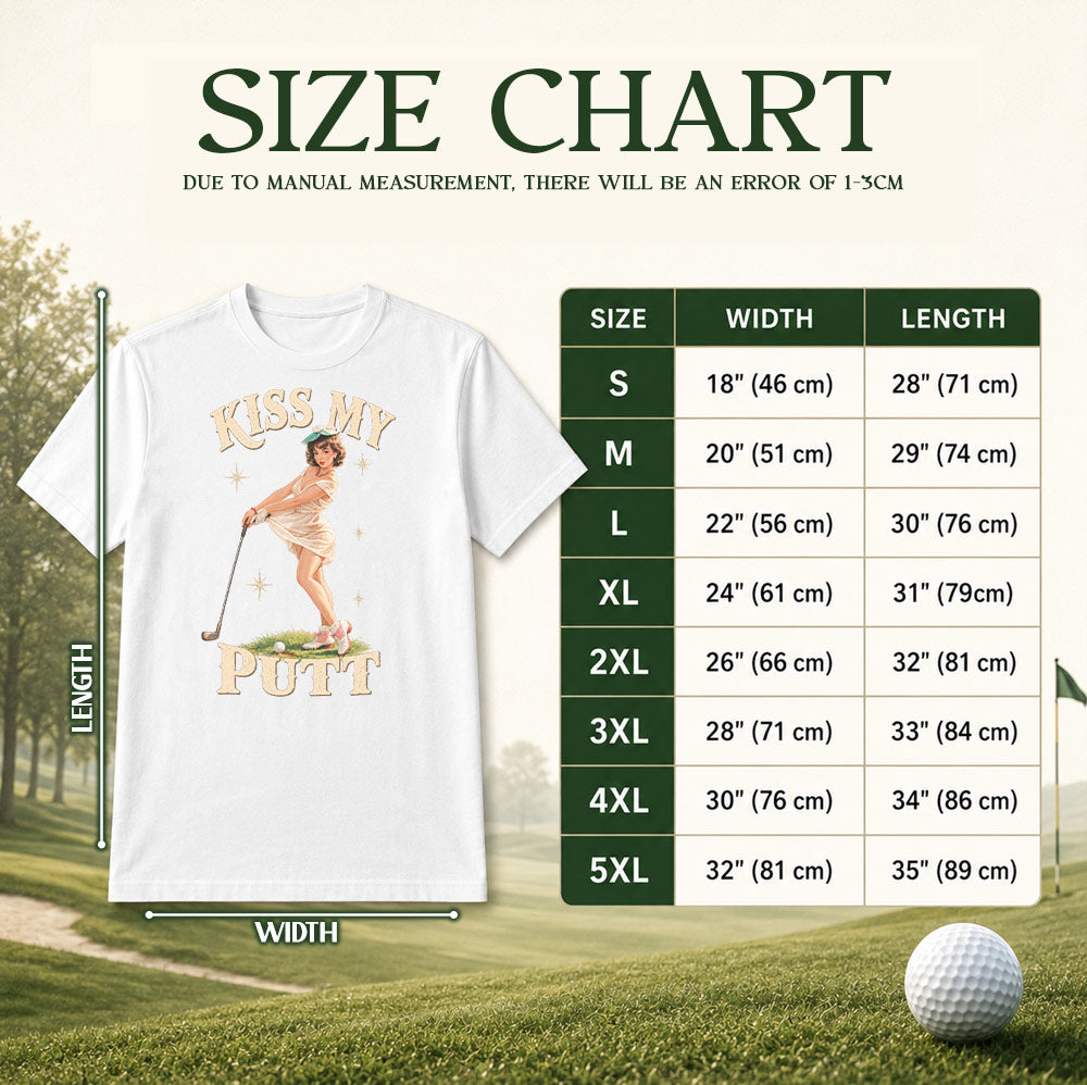 Kiss My Putt Golf Unisex T-Shirt - Vintage Pin-Up Girl Funny Golf Graphic Tee