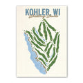 Kohler golf course map print poster, Wisconsin USA golf wall art