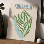 Kohler Golf Course Map Print Poster | Wisconsin USA Golf Wall Art