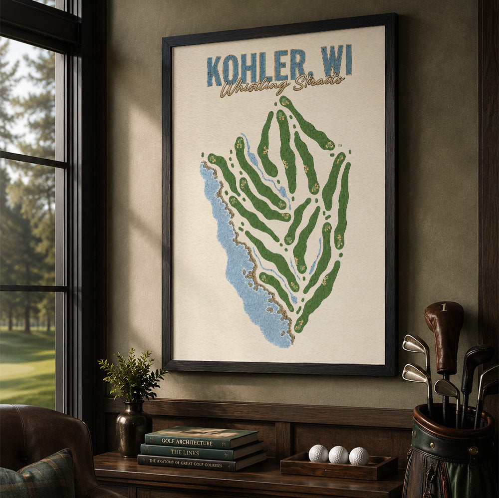 Kohler Golf Course Map Print Poster | Wisconsin USA Golf Wall Art