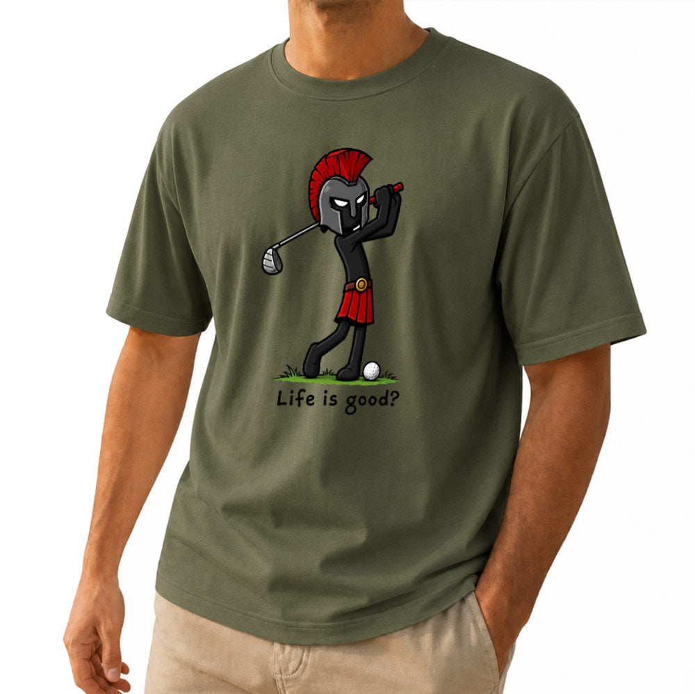 Life Is Good Spartan Golf Unisex T-Shirt - Funny Roman Warrior Golf Graphic Tee