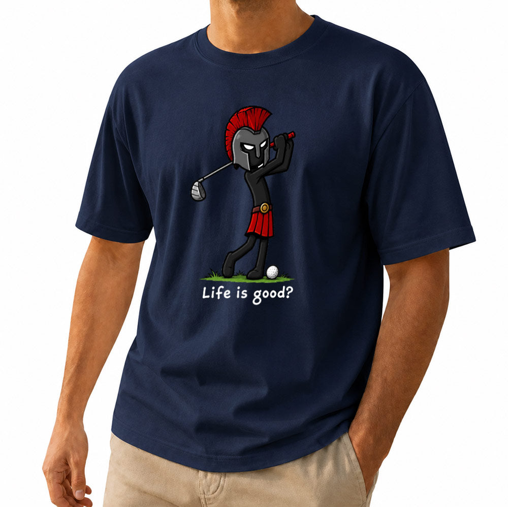 Life Is Good Spartan Golf Unisex T-Shirt - Funny Roman Warrior Golf Graphic Tee