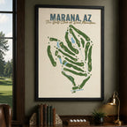 MARANA AZ Golf Course Map Print Poster | Arizona USA Golf Wall Art