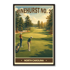 Pinehurst No.2 Vintage Golf Travel Poster | North Carolina Golf Wall Art Decor