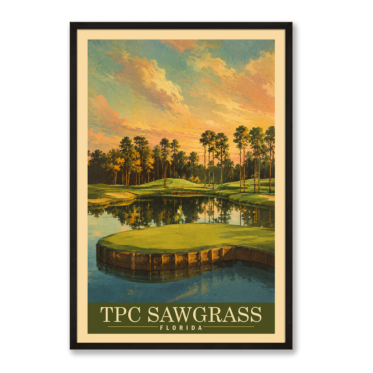 TPC Sawgrass Vintage Golf Travel Poster | Florida Golf Wall Art Decor