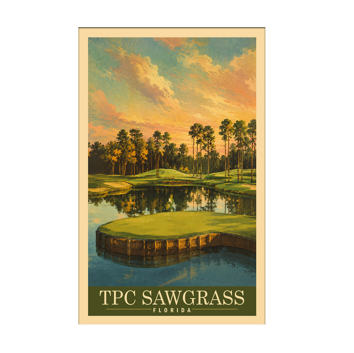 TPC Sawgrass Vintage Golf Travel Poster | Florida Golf Wall Art Decor