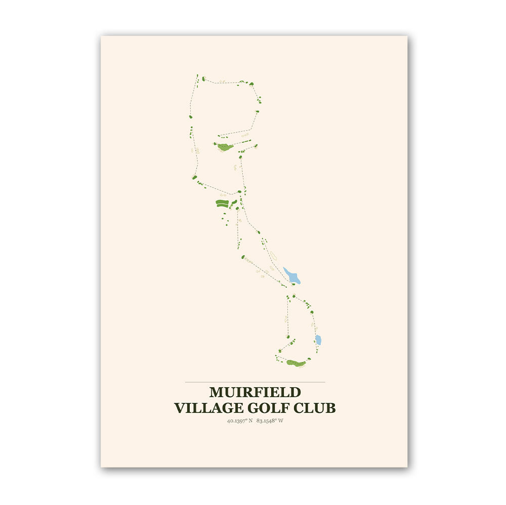 Muirfield Village golf course map print poster, Ohio USA golf wall art