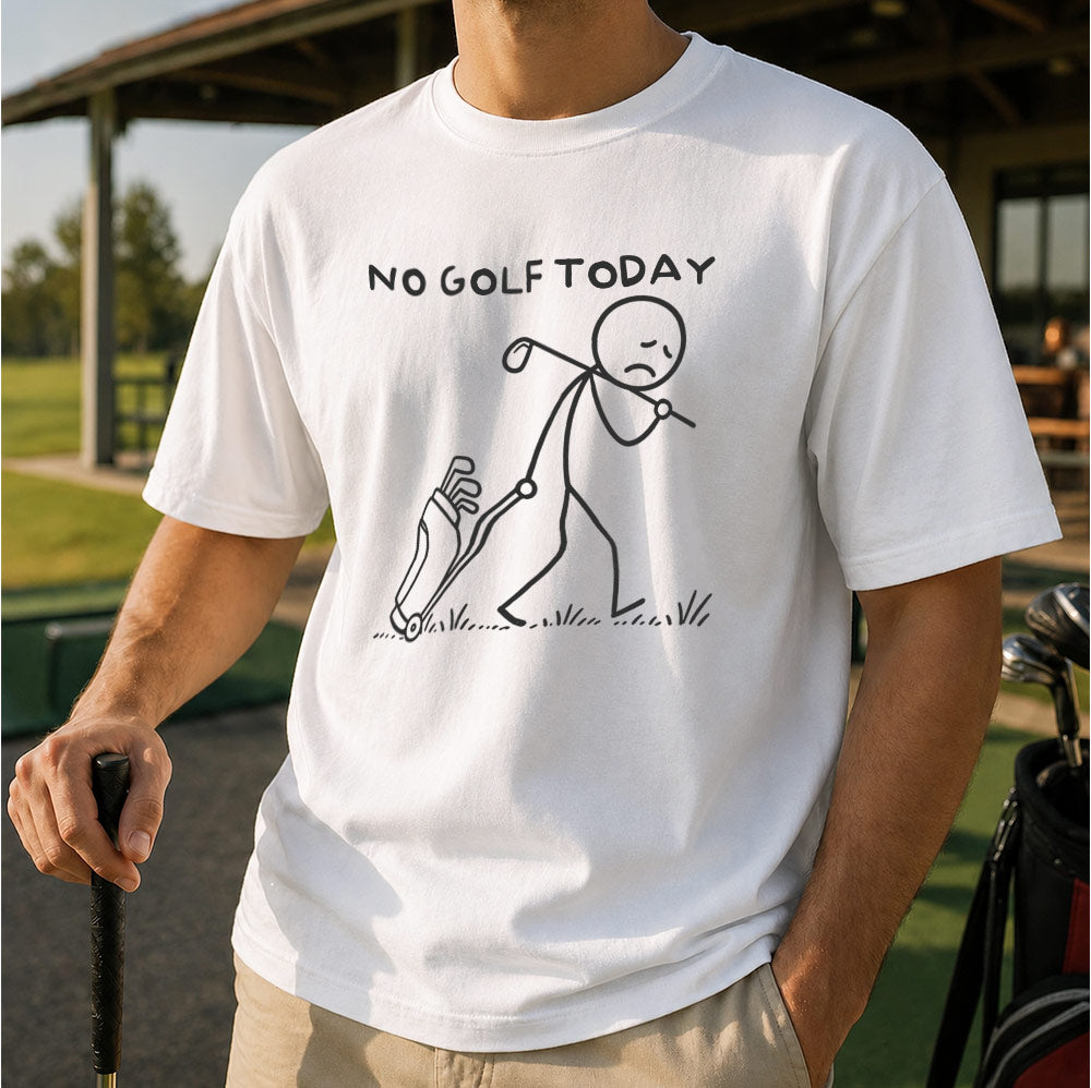 Funny No Golf Today Unisex T-Shirt - Sad Stick Figure Golfer Graphic Tee