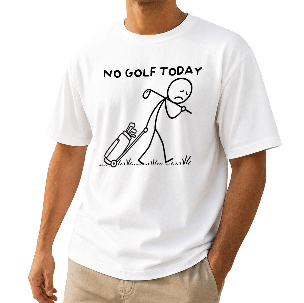 Funny No Golf Today Unisex T-Shirt - Sad Stick Figure Golfer Graphic Tee