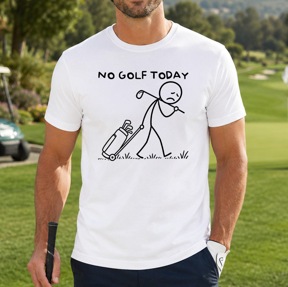 Funny No Golf Today Unisex T-Shirt - Sad Stick Figure Golfer Graphic Tee