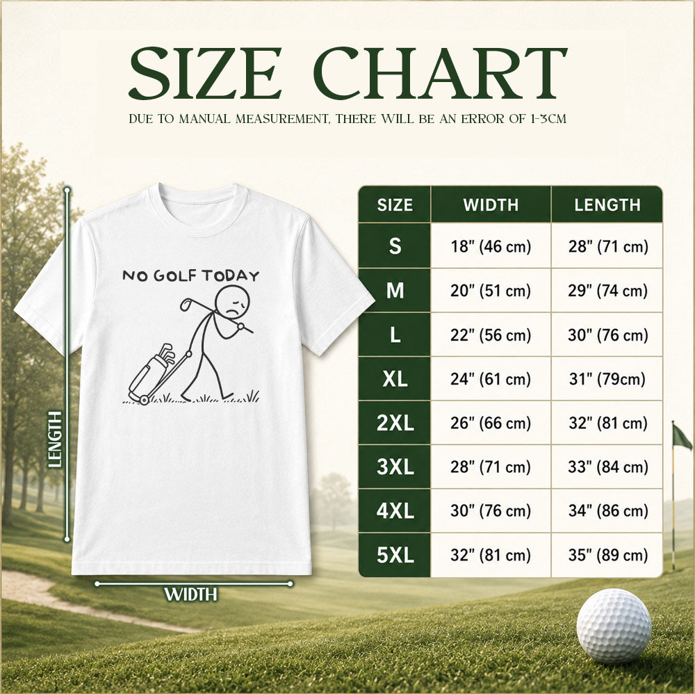 Funny No Golf Today Unisex T-Shirt - Sad Stick Figure Golfer Graphic Tee