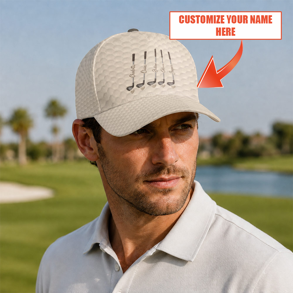 Personalized Golf Dimple Texture Hat - Funny Golf Gift for Golfers