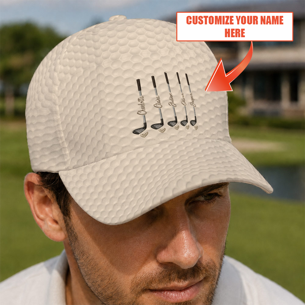 Personalized Golf Dimple Texture Hat - Funny Golf Gift for Golfers
