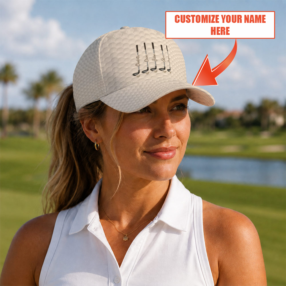 Personalized Golf Dimple Texture Hat - Funny Golf Gift for Golfers