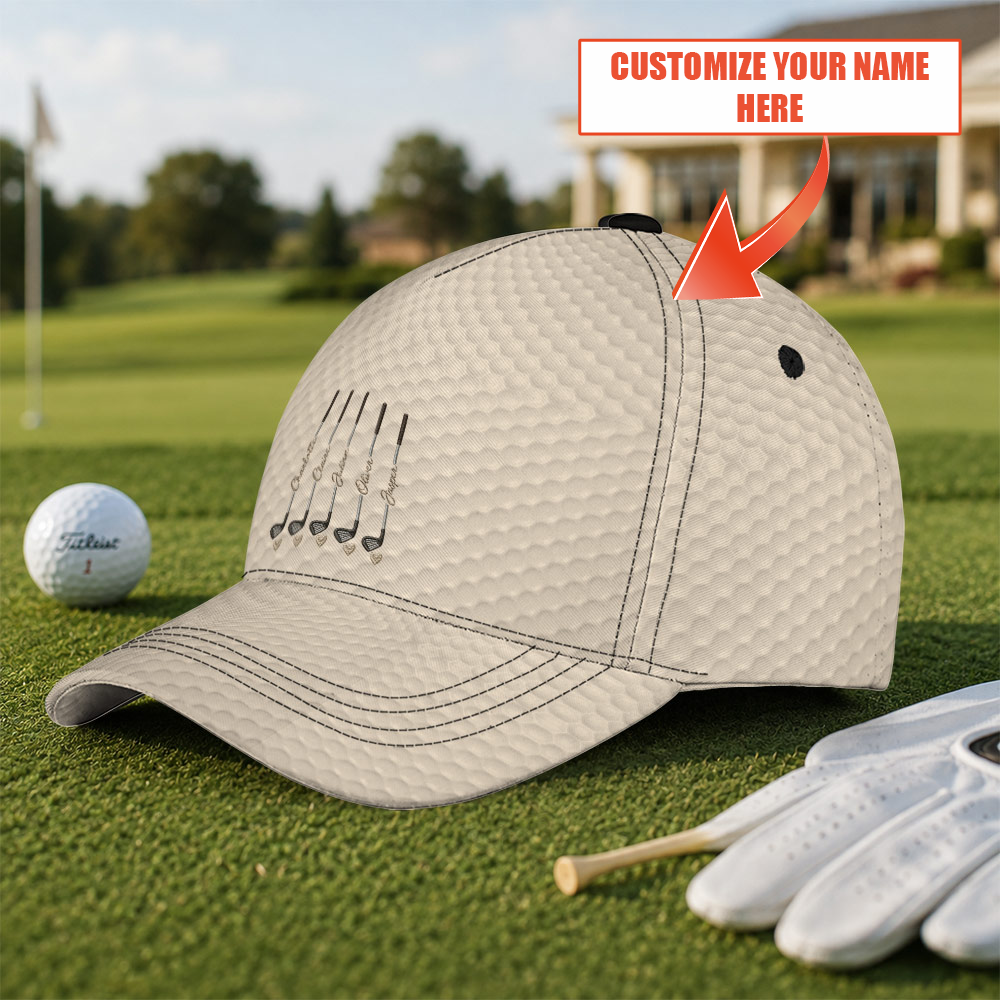 Personalized Golf Dimple Texture Hat - Funny Golf Gift for Golfers