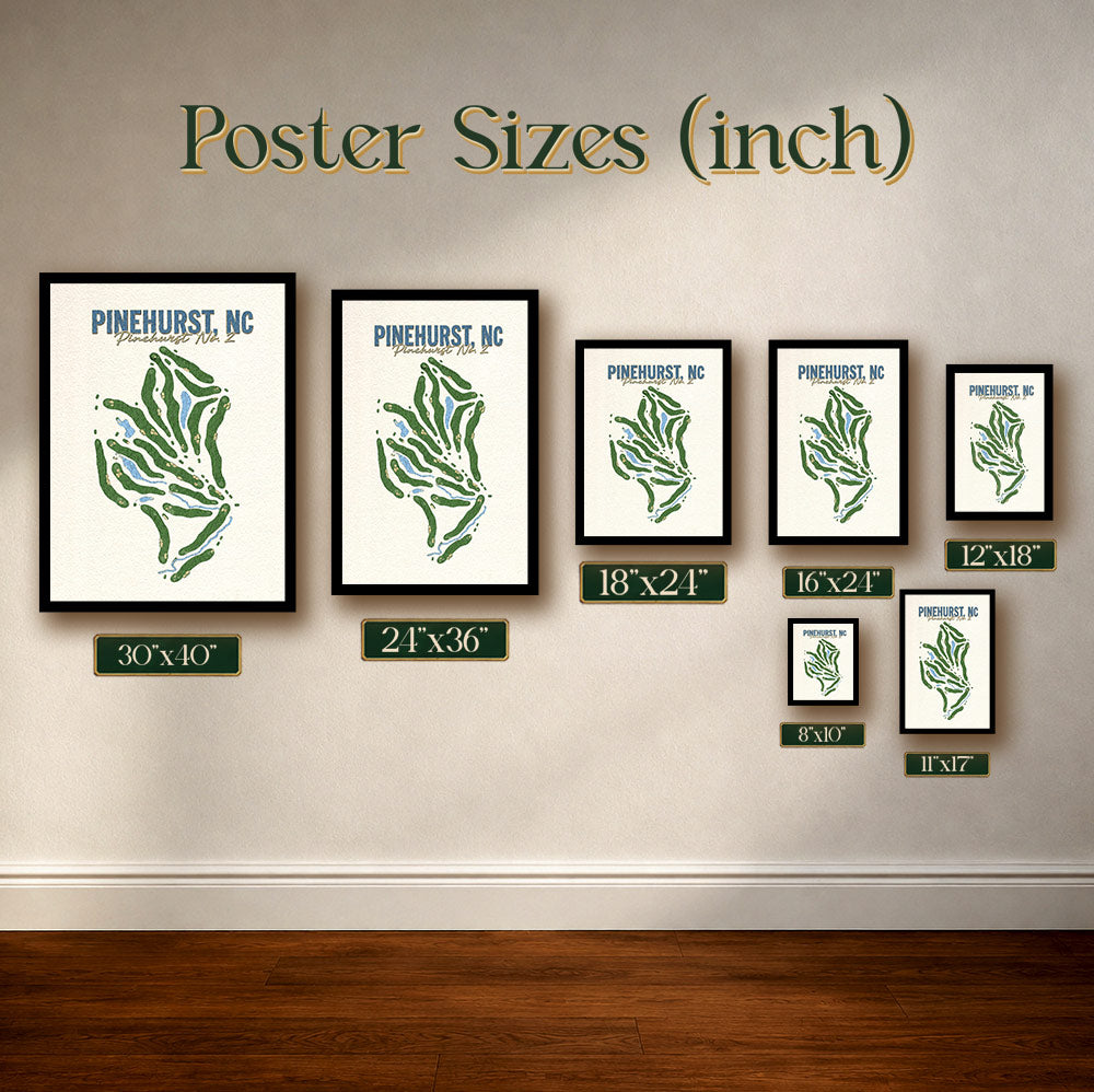 PINEHURST NC Golf Course Map Print Poster | North Carolina USA Golf Wall Art