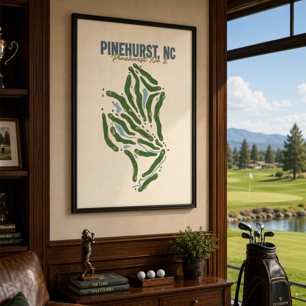 PINEHURST NC Golf Course Map Print Poster | North Carolina USA Golf Wall Art