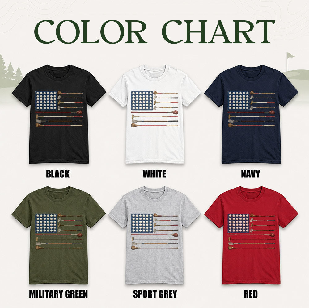 American Flag Golf Unisex T-Shirt - Vintage Golf Clubs Patriotic Graphic Tee