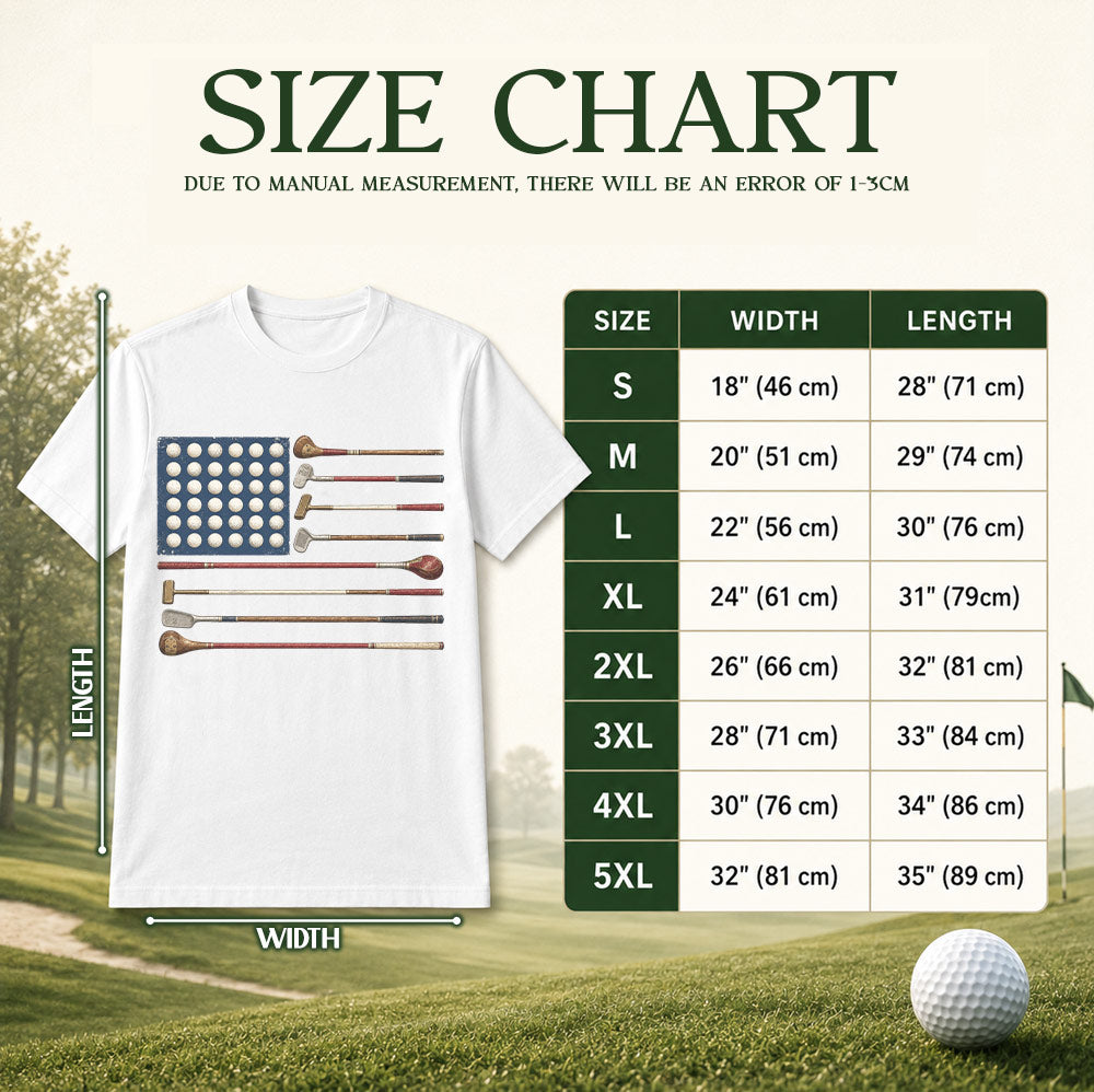 American Flag Golf Unisex T-Shirt - Vintage Golf Clubs Patriotic Graphic Tee