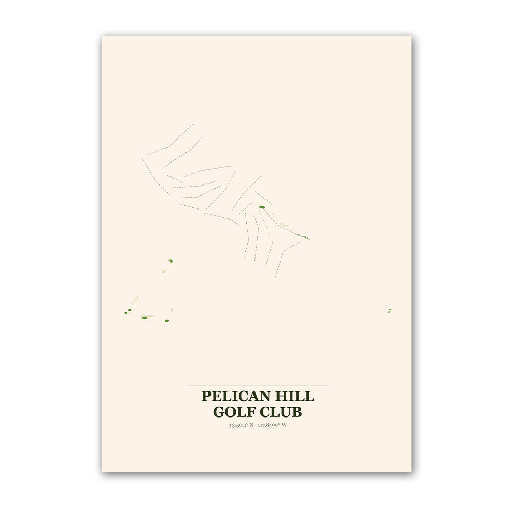 Pelican Hill golf course map print poster, California USA golf wall art