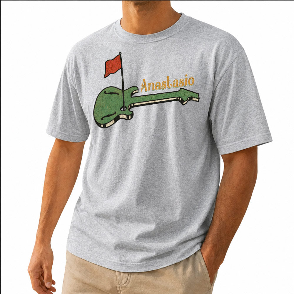 Vintage Guitar Golf Flag Unisex T-Shirt - Funny Music and Golf Graphic Tee
