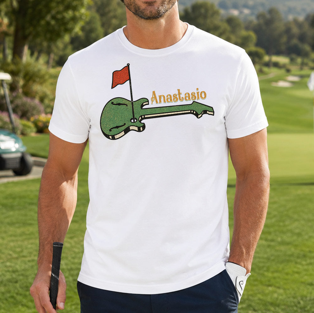 Vintage Guitar Golf Flag Unisex T-Shirt - Funny Music and Golf Graphic Tee