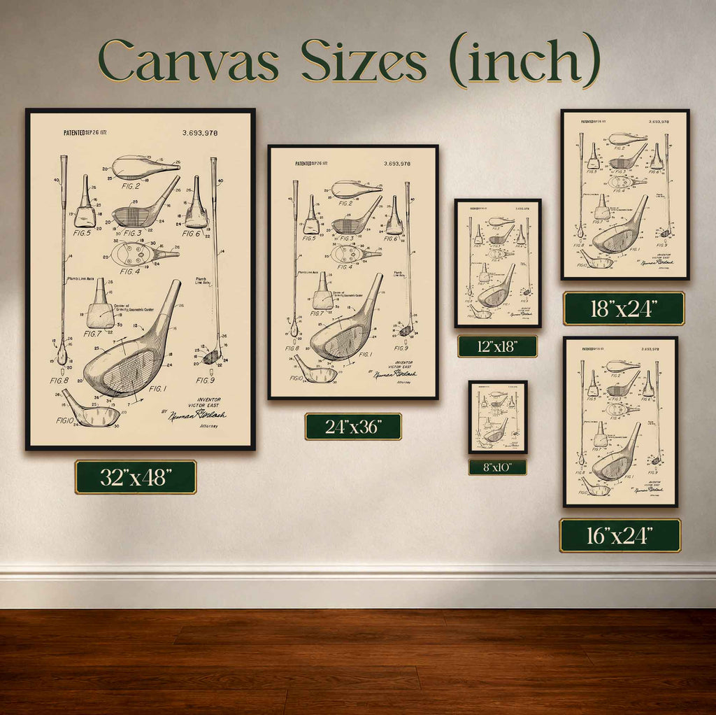 Premium Giclee Print Vintage Golf Club Patent by Andreas Magnusson copy Vintage Golf Poster | Retro Golf Wall Art Decor