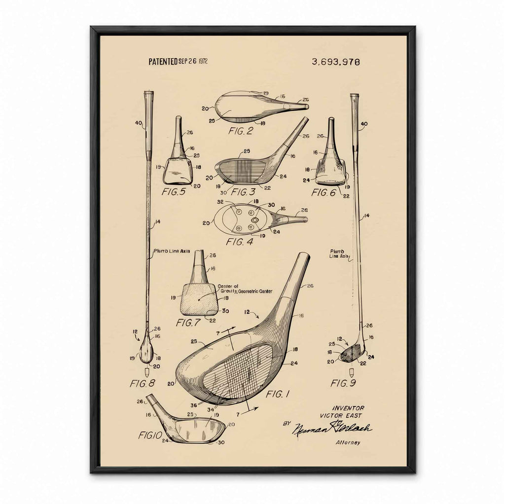 Premium Giclee Print Vintage Golf Club Patent by Andreas Magnusson copy retro golf art print
